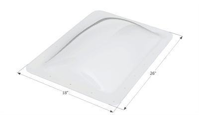 The ICON (01819) Skylight Replacement, 14" x 22" White is a durable, impact-resistant polycarbonate skylight designed for RVs and trailers.