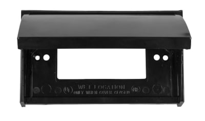 The JR Products 05-12215 GFCI Outlet Cover (Black), which is an exterior, weatherproof cover designed for standard GFCI-style outlets. It is commonly used for RV and outdoor applications.