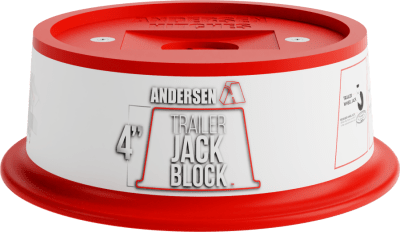 The Andersen Trailer Jack Block 4" (part number 3684) is a heavy-duty, magnetic jack block designed for RV and trailer stabilization. It is designed to reduce movement and stress on your jacks by providing a solid, stable foundation.