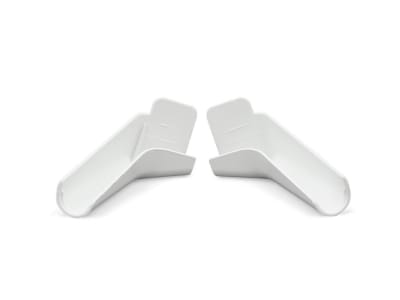The B&B Molders (or Thetford) 94173 Drip Rail Gutter Spouts are a set of two rigid, white plastic extensions designed to redirect rainwater runoff away from the side of your RV. This helps prevent black streaks and protects the unit's sidewalls.