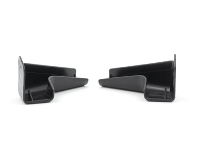 The Thetford 94174 Long Rain Gutter Spouts, a 2-pack of black spouts designed for RVs to redirect rainwater and prevent black streaks.