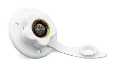 The B&B Fresh Water Inlet Check Valve White, part number 94214, is a flush-mount city water fill with a lead-free brass check valve designed as a direct OEM replacement for RV fresh water systems.