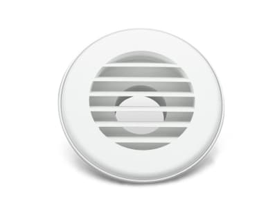 The B&B Molders 94261 Thermovent Heat Vent Round Register in Polar White (also marketed by Thetford). It is designed for use in RVs and mobile homes.