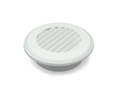 The B&B Molders 94273 Cool Vent Snap-On Ceiling Vent in polar white, designed as a direct OEM replacement part primarily for RVs. It is a round, ceiling-mounted heating/cooling register with a built-in damper.