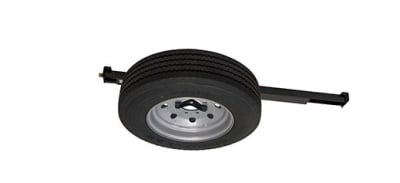 The BAL Retract-A-Spare Tire Carrier 28240 is an under-chassis storage system for RVs and trailers. It allows you to store your spare tire out of the way and access it via a simple hand crank mechanism.