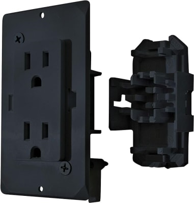 RV 120 VOLT OUTLET RECEPTACLE SPEED BOX BLACK, DG15BKVP