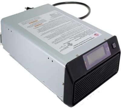 The WFCO WF-5110RS is a 1000-watt pure sine wave power inverter designed primarily for RV applications, featuring an automatic transfer switch and remote control capability.
