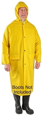 48" Trench Raincoat w/hood Yellow, PVC, PVC TRENCH