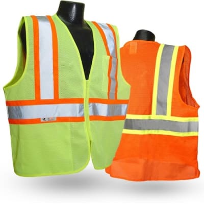Class 2 Safety Vest, Zipper and Two-Tone Trim, SV22-2Z