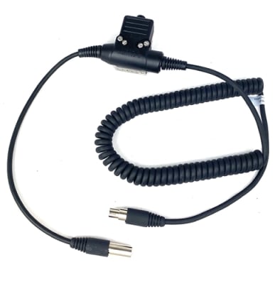 Crew Headset Coil Cord w/Inline PTT for use with any 2 way radio