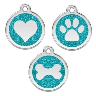 Aqua Glitter Stainless Steel Pet ID Tag