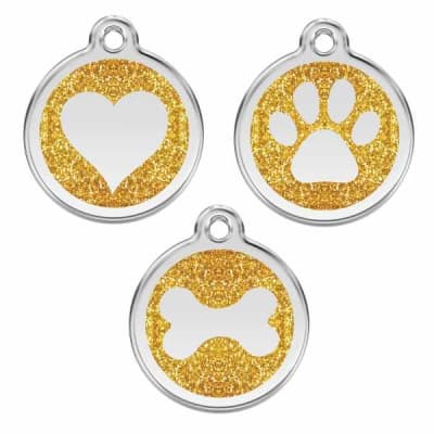 Gold Glitter Stainless Steel Pet ID Tag