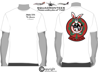 306th TFS The Gunners Logo Back Squadron T-Shirt D1, USAF Licensed Product