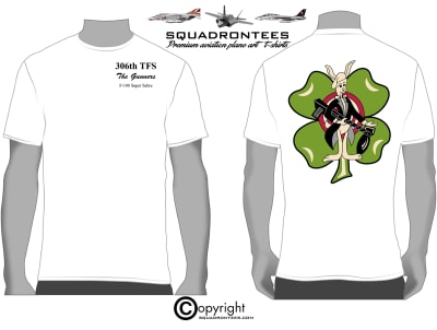 306th TFS The Gunners Logo Back Squadron T-Shirt D2, USAF Licensed Product