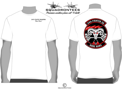 34th FS Logo Back Squadron T-Shirt, USAF Licensed Product