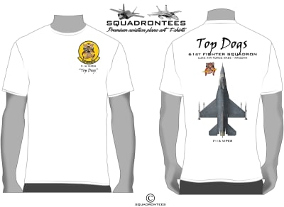 61st FS Top Dogs F-16 Viper Squadron T-Shirt - USAF Licensed Product