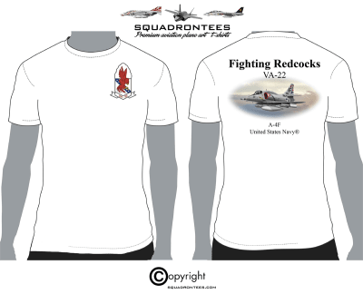 VA-22 Fighting Redcocks A-4F Squadron T-Shirt - USN Licensed Product