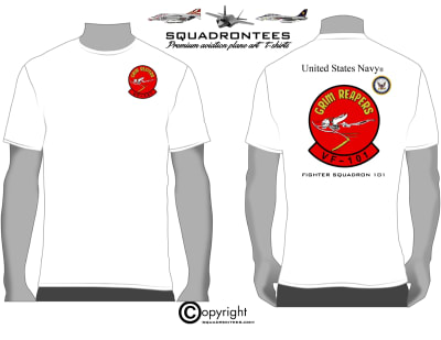 VF-101 Grim Reapers Logo Back Squadron T-Shirt - USN Licensed Product