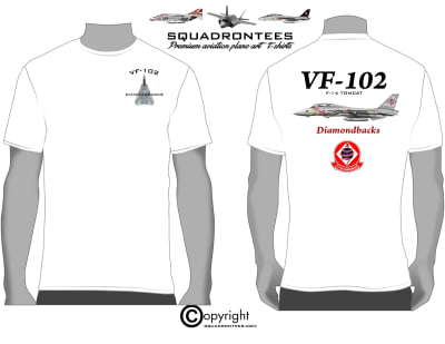 VF-102 Diamondbacks F-14 Tomcat Squadron T-Shirt D4 - USN Licensed Product