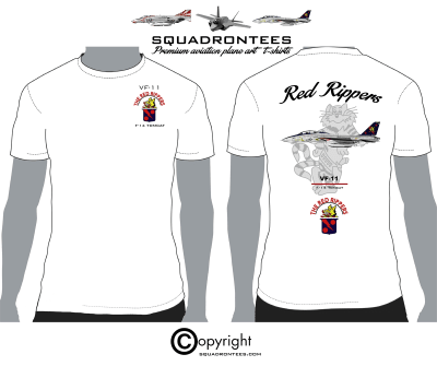 VF-11 Red Rippers F-14 Tomcat Squadron T-Shirt - USN Licensed Product
