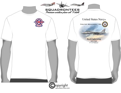 VF-194 Red Lightning F-14 Tomcat Squadron T-Shirt - USN Licensed Product