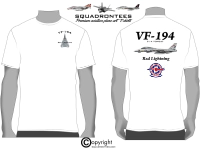 VF-194 Red Lightning F-14 Tomcat Squadron T-Shirt D2 - USN Licensed Product