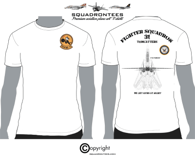 VF-31 Tomcatters F-14 Tomcat Squadron T-Shirt D2- USN Licensed Product