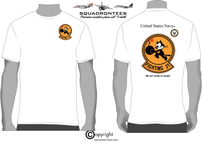 VF-31 Tomcatters Logo Back Squadron T-Shirt - USN Licensed Product