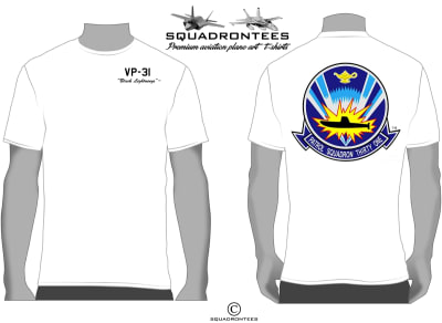 VP-31 Black Lightnings Logo Back Squadron T-Shirt D2 - USN Licensed Product