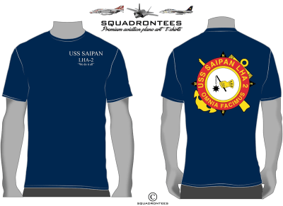 USS Saipan LHA-2 Logo Back Squadron T-Shirt, USN Licensed Product