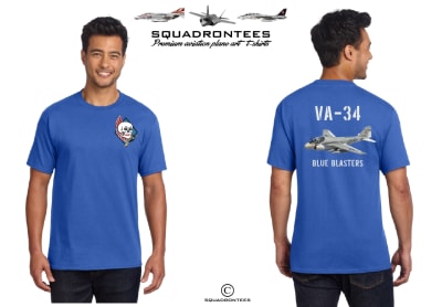 VA-34 Blue Blasters A-6 Intruder T-Shirt D5, USN Licensed Item