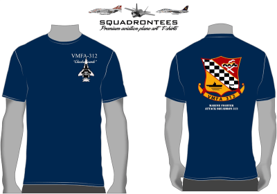 VMFA-312 Checkerboards F-4 Phantom Squadron T-Shirt D1, USMC Licensed Product