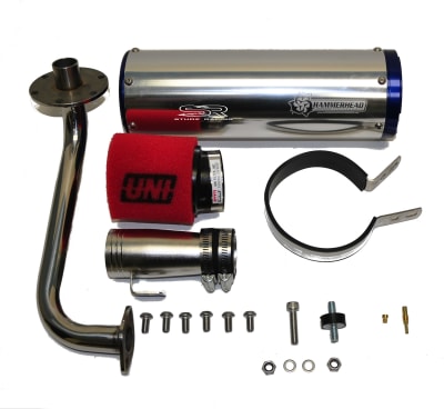 Trailmaster/HammerHead High-Performance Exhaust Kit with Intake, UNI Filter and Jets for 150cc, GY6