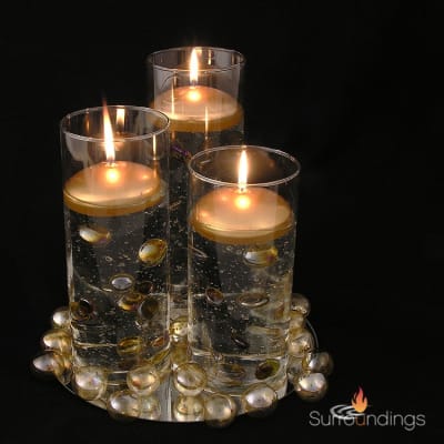 3" silver and gold round floating candles