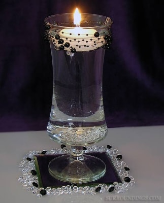 Black & white floating candle centerpiece