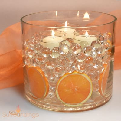Fruit Slices in water pearls Floating candle centerpiece