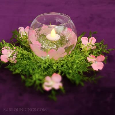 Feather Fern & Diamond Petal Candle Centerpiece kit