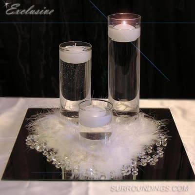 Feather cylinders & diamonds centerpiece