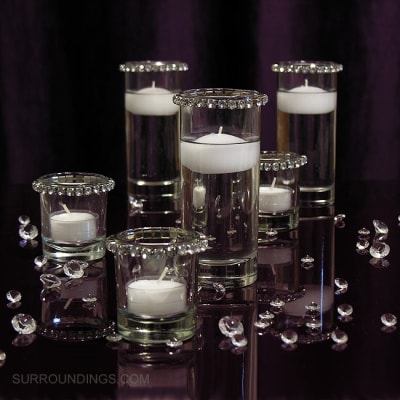 Mini cylinders & crystals floating candle centerpiece kit