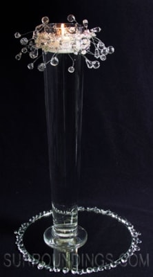 Lucy crystal strand floating candle centerpiece