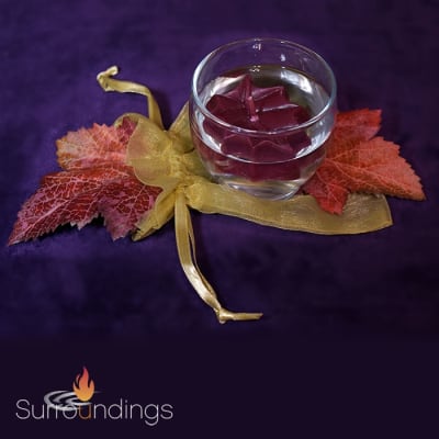Mini Fall floating candle centerpiece with roly poly votive cup