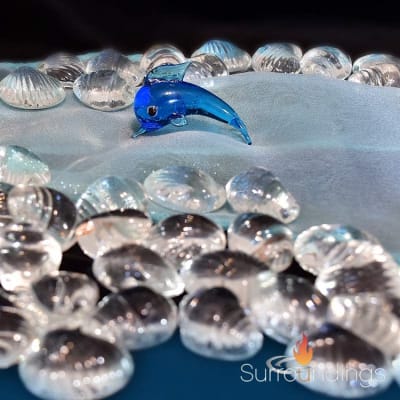 2" Blue glass dolphins