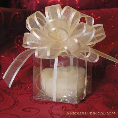 2 Clear Rectangle PVC Gift Favor Box with Organza Bow - CB Flowers & Crafts