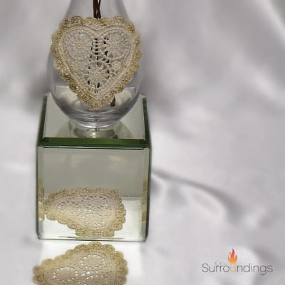 glitter lace crochet hearts / 6