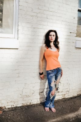 W's Adjustable Spaghetti Straps Cami Tank - Papaya