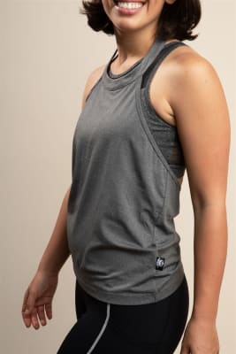 W's Lightweight Cut Out Halter Yoga Tank - Grey