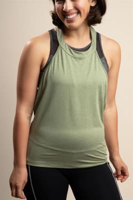 W's Lightweight Cut Out Halter Yoga Tank - Olive