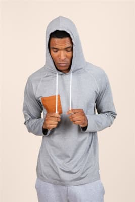 M's Active Long-Sleeve Hooded Pullover - Light Grey Heather