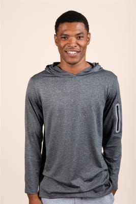M's Quick Dry  Long-Sleeve Hooded Pullover - Dark Grey