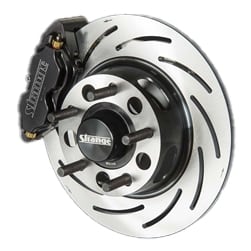 Strange Pro Front Brake Kit Ford Applications using 4 1/2" Bolt Circle Wheels 4 Piston Calipers & One Piece Slotted Rotors 2015-2016 Mustang